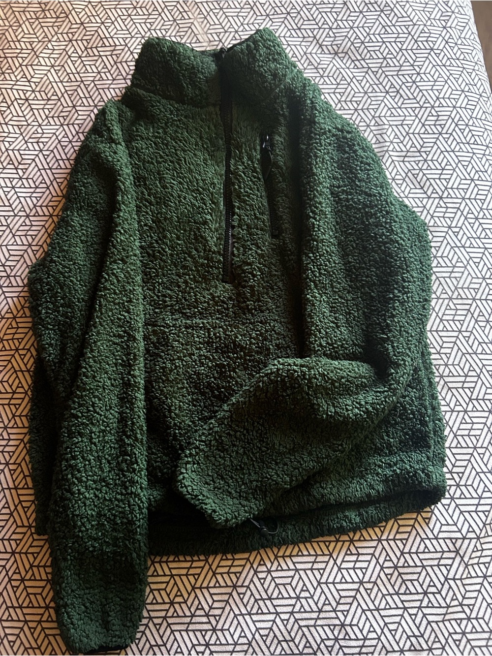No Boundaries Forest Green Sherpa Zip-Up Sweater